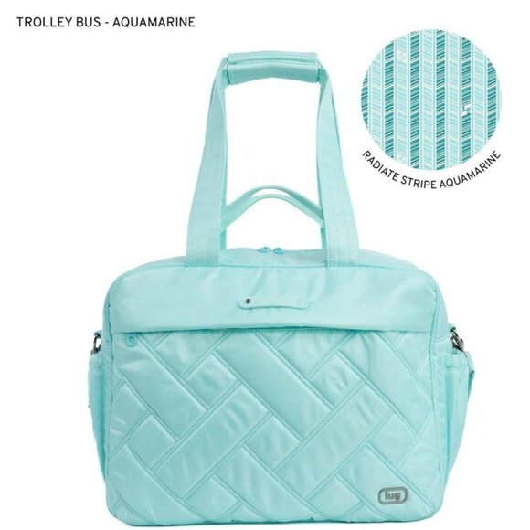 Lug Trolley Bus Duffel Bag Aquamarine Pastel Blue/Green - Picture 1 of 12